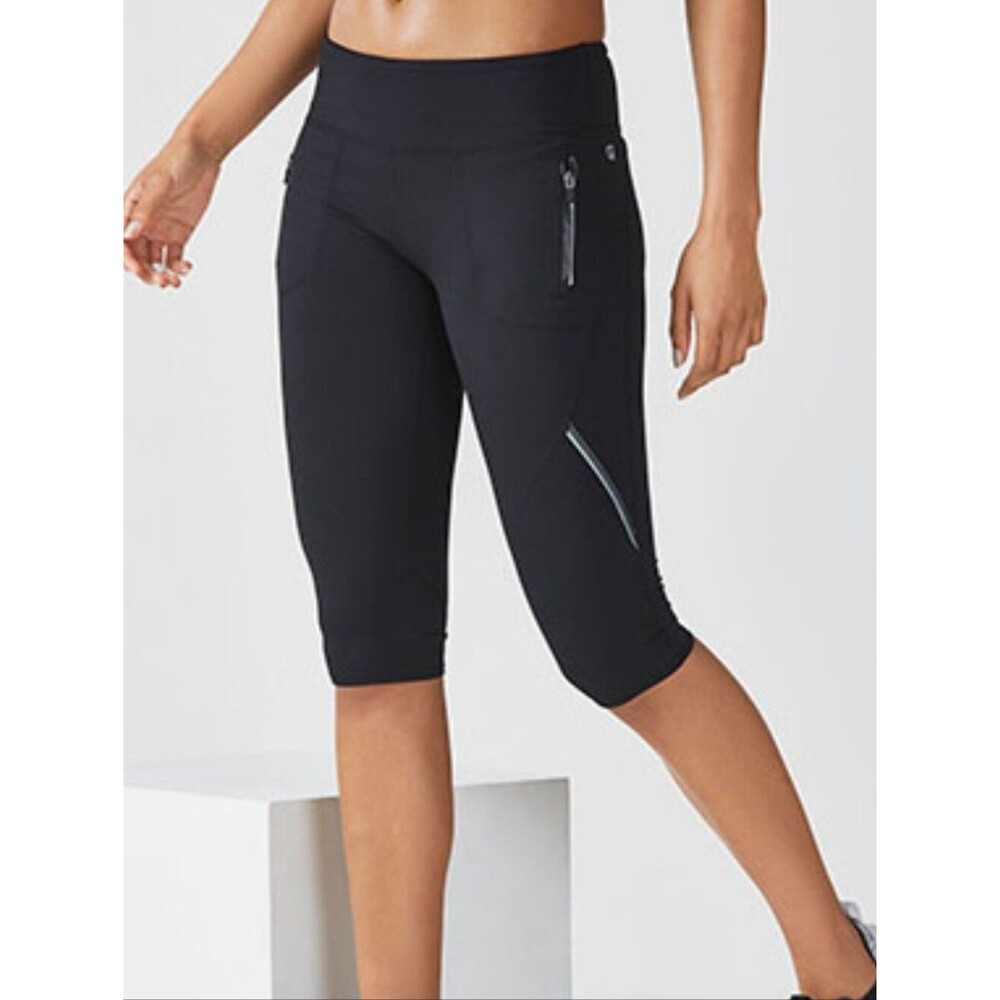 Fabletics Black/Silver Catalina Crop Leggings Size Small